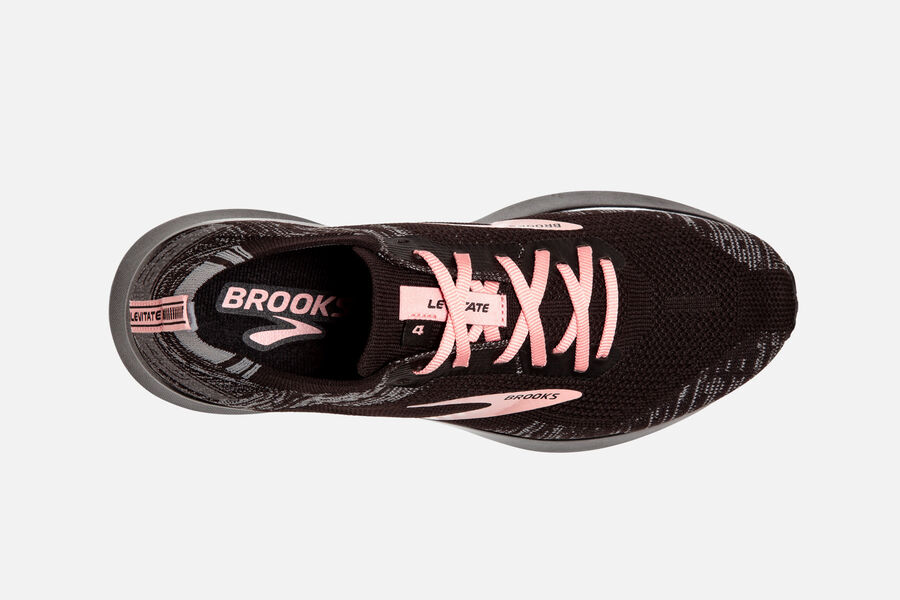 Brooks Running Shoes - Levitate 4 Road Womens - Black/Grey/Pink - PST-163740